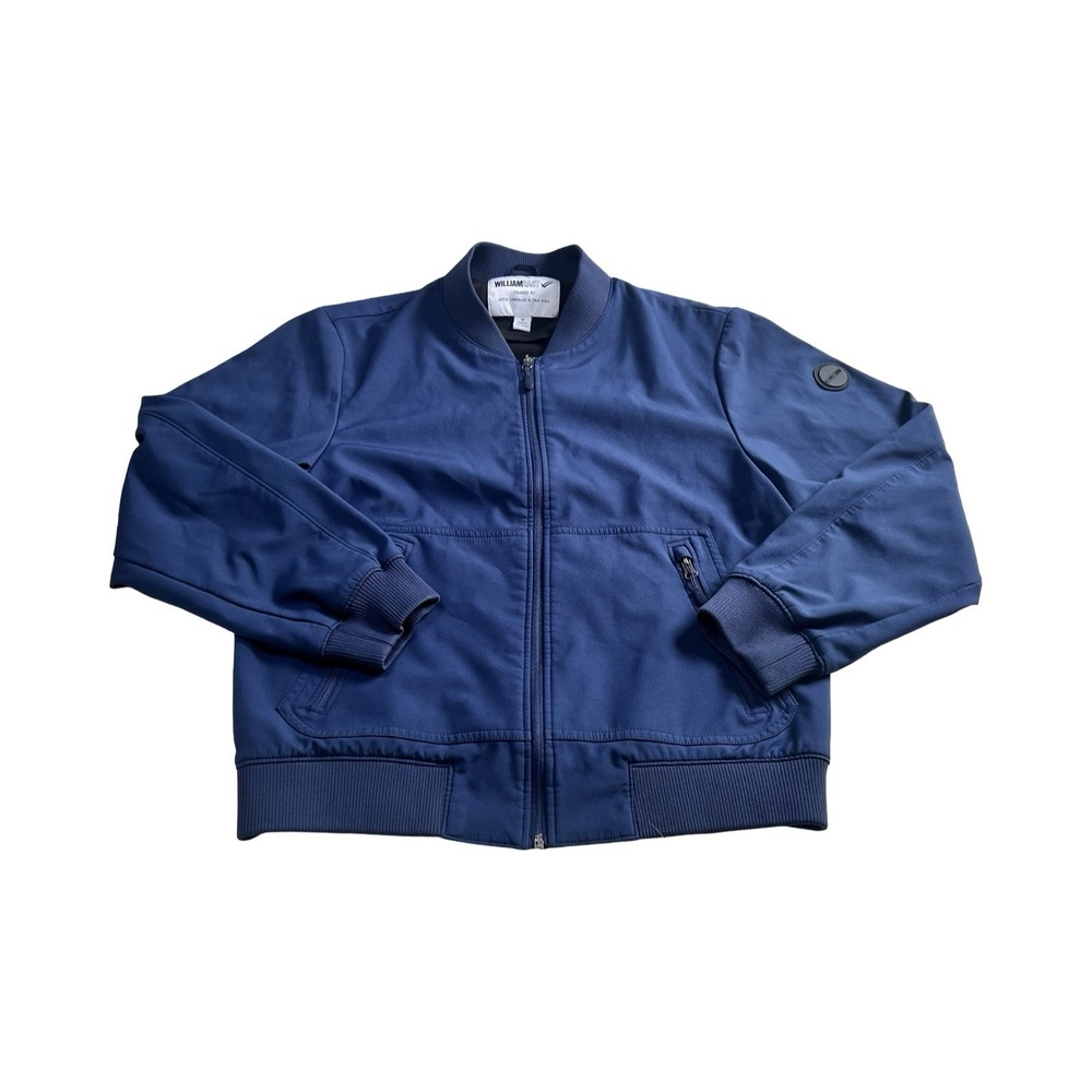William Rast Mens Navy Blue Full Zip‎ Bomber Jacket Size Medium Ribbed Trim